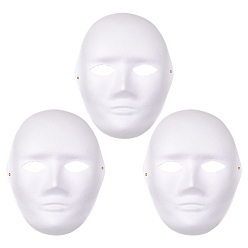 Белый 3шт. пустые человеческие маски, Самодельная бумажная маска для косплея, маскарадной вечеринки, аксессуар для костюма., белые, 243x192x75 мм