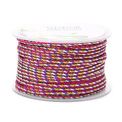Темно-Розовый Разноцветный декоративный нейлоновый витой шнур, нейлоновая веревка, для украшения дома, украшать костюмы, сумка на шнурках, темно-розовыми, 2 мм, около 25.1 ярдов (23 м) / рулон