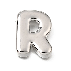 Letter R Прелести латунных слайд, буквы, цвет нержавеющей стали, Буква R, 25x18.5x5 мм, отверстие : 11x2 мм