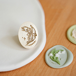 Flower Golden Tone Wax Seal Brass Stamp Head, for Invitations, Envelopes, Gift Packing, Flower, 29x21mm