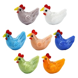 (52) Непрозрачная лаванда 7шт 7 цветные бусины лэмпворк ручной работы, цыпленок, разноцветные, 19.5~21x13~14.5x17.5~19.5 мм, отверстие : 1.5~1.6 мм, 1 шт / цвет