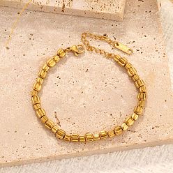 Золотой 304 Браслеты из нержавеющей стали в форме тыквы, украшенные бусинами, для женщин, золотые, 6.30 дюйм (16 см)