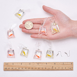 Mixed Color SUNNYCLUE DIY Earring Making, with Resin Pendants, Brass Earring Hooks, Mixed Color, 24pcs/set