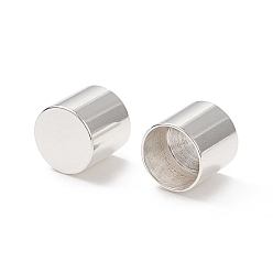 Серебро 201 концы из нержавеющей стали шнур, Торцевые крышки, колонка, серебряные, 8.5x9 мм, внутренний диаметр: 8 мм