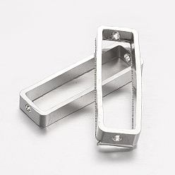 Платина Латунной шариковой кадров, прямоугольные, платина, 22x7x2.5 мм, отверстие : 1 мм