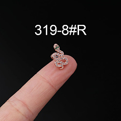 Змея 316l серьги из хирургической нержавеющей стали с прозрачным кубическим цирконием для хряща, розовое золото , змея, 6 мм, штифты : 0.8 мм