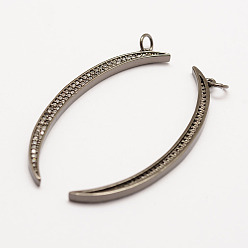 Черный Цвет Металла Латунь микро проложить класса аа кубический цирконий большие кулоны, долговечный, луна, без кадмия, без никеля и без свинца, металлический черный , 50x3x2 мм, отверстие : 3 мм