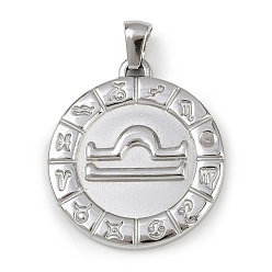 Весы 304 подвески из нержавеющей стали, плоские круглые с созвездием, золотые, анти-тускнение, Весы, 28x25x2.5 мм, отверстие : 4.5x3.5 мм