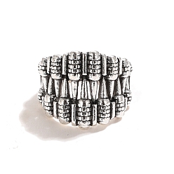 Античное Серебро Кольца на палец из сплава в готическом стиле с черепом и зубами для мужчин, античное серебро, внутренний диаметр: 17 мм