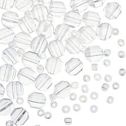Quartz Crystal 1 Strand Synthetic Quartz Beads Strands, with Seed Beads, Faceted, Polygon, 7x7mm, Hole: 1.2mm