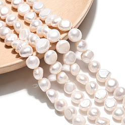 Кремово-белый Нити из натурального культивированного пресноводного жемчуга, двух сторон полированной, кремово-белые, 7~8.5x7~10x4.5~7 мм, отверстие : 0.6 мм, около 22~23 шт / нитка, 6.89~7.09 дюйм (17.5~18 см)