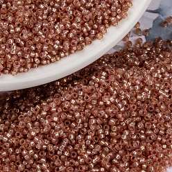 (RR553) Dyed Dark Peach Silverlined Alabaster MIYUKI Round Rocailles Beads, Japanese Seed Beads, 15/0, (RR553) Dyed Dark Peach Silverlined Alabaster, 15/0, 1.5mm, Hole: 0.7mm, about 27777pcs/50g