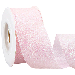 Pink 10 mètres de ruban polyester scintillant, pour l'emballage de cadeaux de Noël, fabrication de nœud papillon, rose, 1-1/2~1-5/8 pouces (38~40 mm)