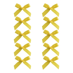 Желтый 10 шт. бант из ткани аллигатор заколки для волос, желтые, 35x45 мм