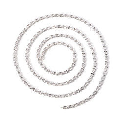 Silver Brass Link Chains, U Shape, Unwelded, Silver, 9.5x5x2mm