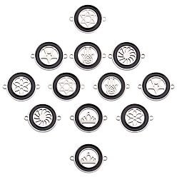 Stainless Steel Color 12Pcs 6 Style 304 Stainless Steel Enamel Links Connectors, Flat Round, Stainless Steel Color, 14.5x18.5x2mm, Hole: 1.2mm, 2pcs/style