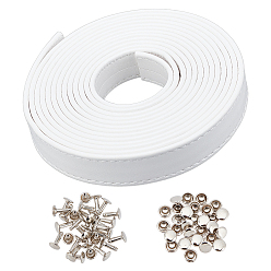 Белый Ремни сумки из искусственной кожи, плоский, грибы / купол, с железными декоративными заклепками, для одежды сумка обувь кожаная поделка, белые, 3000x15x2.5 мм