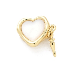 Золотой Застежки латунные коробки, без кадмия, без никеля и без свинца, с натуральной белой оболочкой, сердце, золотые, 28x15.5x9 мм, отверстие : 1.2 мм