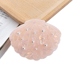 Папайя Оранжевый Заколки для волос из пвх, с имитацией жемчужина бисера, формы раковины, papayawhip, 66x52 мм