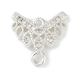 Посеребрённый Подвески-подвески с v-образным креплением из латуни с прозрачным кубическим цирконием, без кадмия, без никеля и без свинца, 925 серебро покрытием, 12x11.5x2 мм, отверстия : 1 mm и 1.4 мм