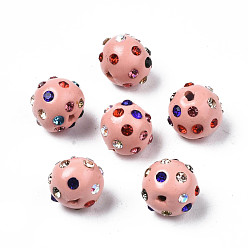 Pink Polymer Ton Strass Perlen, pflastern Discokugel-Korn, Runde, rosa, pp 15 (2.1~2.2 mm), 9~10.5x9 mm, Bohrung: 1.2 mm