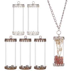 (52) Непрозрачная лаванда Набор для изготовления кулона из бутылки желаний своими руками, в том числе подвески для бутылок из прозрачного стекла, подвесные поручни из железной шапки, античная бронза и платина, 18 шт / пакет