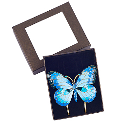 Темно-Голубой Сплав закладки, зажим для книги с бабочками, глубокое синее небо, 80x80.5x20 мм