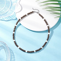 Кокосово-Коричневый Женские ожерелья из натуральных белых ракушек и кокоса хейши, цвет нержавеющей стали, кокосового коричневый, 18.11 дюйм (46 см)