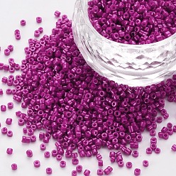 Medium violett rot Glaszylinderperlen, Perlen, Backen Farbe, Rundloch, Medium violett rot, 1.5~2x1~2 mm, Bohrung: 0.8 mm, ca. 45000 Stk. / Beutel, ungefähr 1Pfund/Beutel