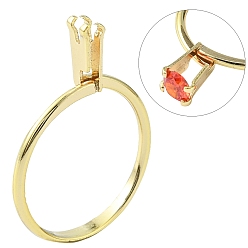 Golden Zinc Alloy Cuff Ring Findings, Spring Type Ring Stone Holder, Ring Settings for Rhinestone, Golden, Inner Diameter: 18.5~19mm, Support: 10x4mm