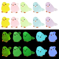 Couleur Mélangete 20 pièces 10 styles d'ornements miniatures d'oiseaux lumineux, accessoires de maison de poupée micro paysage, faire semblant de décorations d'accessoires, brillent dans le noir, couleur mixte, 30x17x22~23mm, 2 pcs / style