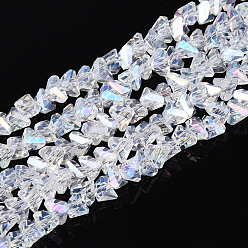 Прозрачный Гальванические стекляныне бусины, имитация нефрита, треугольные, с покрытием AB цвета, граненые, прозрачные, 3~3.5x4~4.5x4~4.5 мм, отверстие : 0.8 мм, около 121~131 шт / нитка, 14.37~15.35 дюйм (36.5~39 см)