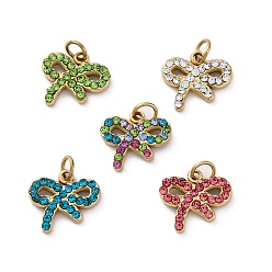 (52) Непрозрачная лаванда 304 из нержавеющей стали горный хрусталь подвески, с целью перехода в кольце, очарование бантом, реальный 14 k позолоченный, ионное покрытие (ip), разноцветные, 15.5x11x2.5 мм, отверстие : 2.5 мм