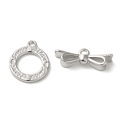 Платина Латунные застежки-молнии из прозрачного кубического циркония, без кадмия, без никеля и без свинца, бантом, платина, 20 мм, Кольцо: 13x11x1 mm, отверстие : 1 мм, бант : 5.5x16x3.5 мм, отверстие : 1.4 мм