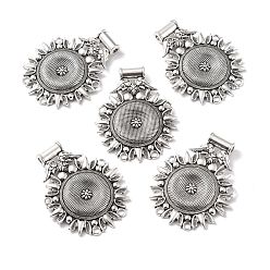 Antik Silber Farbe Tibetischen Stil Legierung Kronleuchter Komponente Links, Blume, Antik Silber Farbe, 63x50x8 mm, Loch: 3 mm und 4 mm