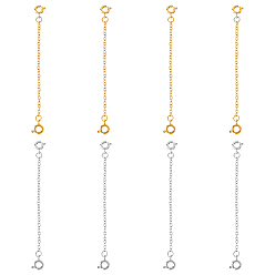 Золотой & Цвет Нержавеющей Стали 8 шт. 2 цвета 304 удлинительная цепь из нержавеющей стали с пружинными кольцевыми застежками, золотые и нержавеющая сталь цвет, 6.9 см, 4 шт / цвет