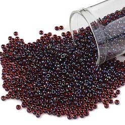 (400) Black Lined Dark Ruby Luster Тохо 11/0 круглые бусины, японский бисер, (400) темно-рубиновый блеск с черной подкладкой, 11/0, 2.2 мм, отверстие : 0.8 мм, Около 1110 шт / 10 г