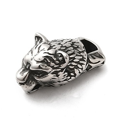 Antique Silver 304 Stainless Steel Tube Bails, Loop Bails, Leopard, Antique Silver, 34x16x15mm, Hole: 3mm, Inner Diameter: 7.5x7.5mm