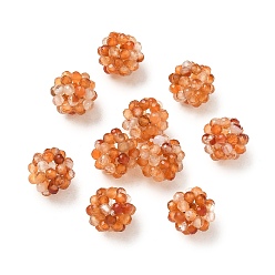 Natural Agate Natural Agate(Dyed & Heated) Woven Beads, Cluster Beads, Faceted, Round, Red, 8~9mm, Hole: 1.6mm