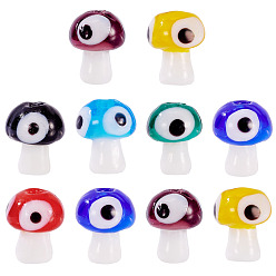 (52) Непрозрачная лаванда 10 бусины лэмпворк ручной работы от сглаза, гриб, разноцветные, 13x10 мм, отверстие : 1.6 мм