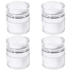 Silver Plastic Empty Refillable Airless Pump Bottle, Travel Lotion Foundation Containers, with Press U Type Pump Head, Column, Silver, 6.2x7.5cm, Capacity: 50ml(1.69fl. oz)