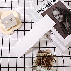 Белый Прямоугольные складные бумажные карты для демонстрации ювелирных изделий, держатель органайзера для украшений для сережек и ожерелий, белые, готовое изделие: 6.5x5.05x8.05 см, 24.5x6.5x0.05 см, отверстие : 1.5 мм