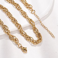 Golden 6MM 304 Stainless Twisted Rope Chain Necklaces, Ion Plating(IP), Golden, 15.94 inch(40.5cm)