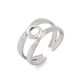 Нержавеющая Сталь Цвет 304 открытые манжеты из нержавеющей стали., Настройки колодки кольцо, плоско-круглые, цвет нержавеющей стали, лоток : 5 мм, 9.5 мм