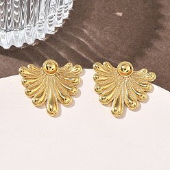 Golden Flower 304 Stainless Steel Stud Earrings for Women, Ion Plating(IP), Golden, 23x25.5mm