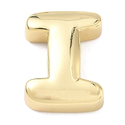 Letter I Латунные бусины с инициалами, реальный 18 k позолоченный, долговечный, стойки покрытие, без свинца и без кадмия, Буква "i", 20.5x16x7 мм, отверстие : 8.5x4 мм