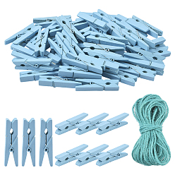 Темно-Голубой 50 шт. скрепки для поделок из дерева и фотобумаги своими руками, с 10м цветным джутовым шнуром, глубокое синее небо, 44.5x6.5~8.5x10 мм