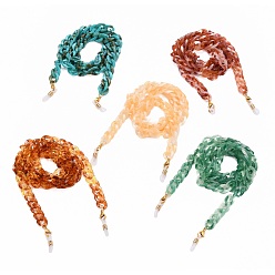 (52) Непрозрачная лаванда Цепочки для очков, шейный ремешок для очков, с акриловыми цепями для бордюров, позолоченные 304 застежки-клешни из нержавеющей стали и резиновые петли на концах, разноцветные, 27.56 дюйм (70 см)