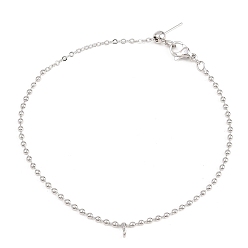 Платина 2мм латунная шариковая цепочка для изготовления браслета, Регулируемые браслеты-слайдеры с петлями для подвесок, стойки покрытие, долговечный, без кадмия и без свинца, платина, 7.09 дюйм (18 см)