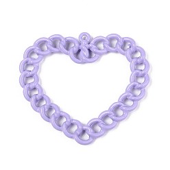 Лиловый Акриловые подвески краскораспылительные, сердце, без кадмия, без никеля и без свинца, сирень, 45x49x3 мм, отверстие : 1.8 мм